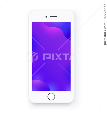 White smartphone. Abstract purple background. White smartphone. Abstract purple background. 47726436