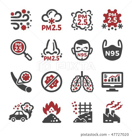 air pollution,pm 2.5 icon set 47727020