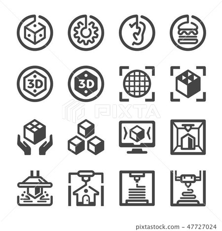 3D printing icon set 47727024