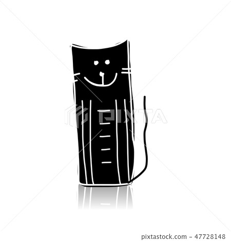 Black cat silhouette, sketch for your design Black cat silhouette, sketch for your design 47728148