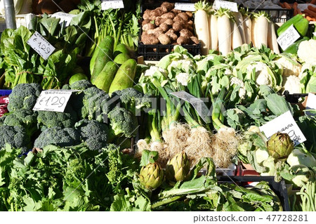Italian blue sky market Fresh vegetables Various 47728281