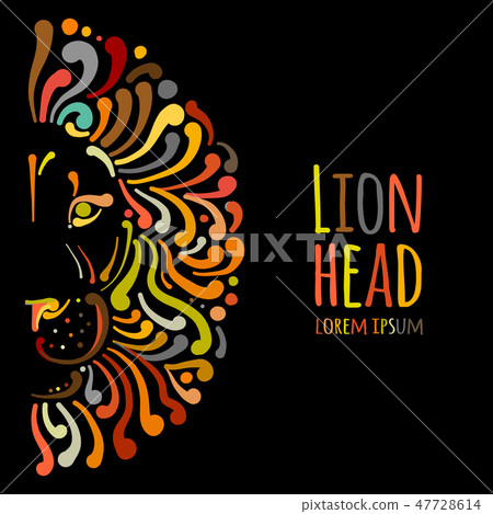Lion face logo colorful, sketch for your design Lion face logo colorful, sketch for your design 47728614