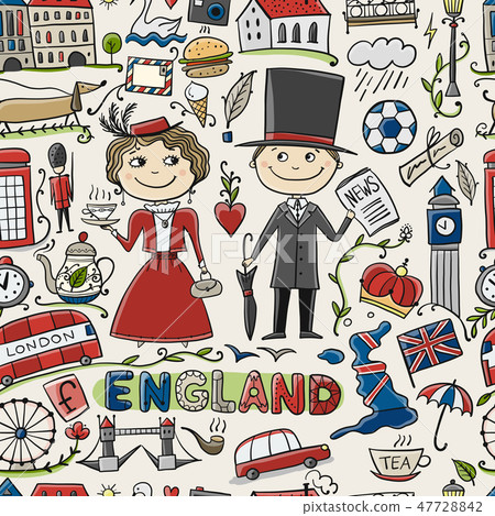 Travel to England. Seamless pattern for your design Travel to England. Seamless pattern for your design 47728842