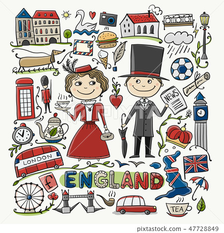 Travel to England. Greeting card for your design Travel to England. Greeting card for your design 47728849
