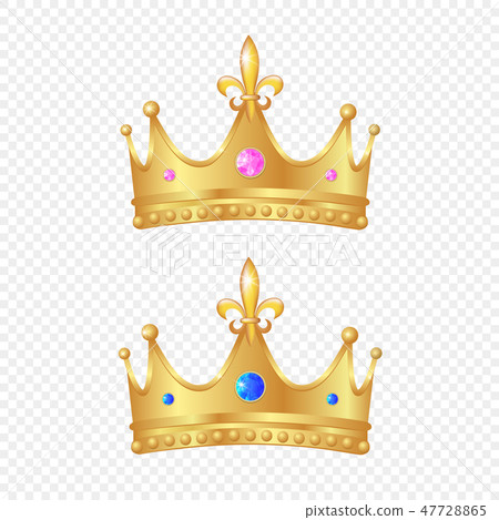 3d realistic golden crown set 47728865