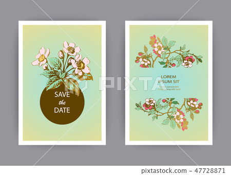Botanical sakura wedding invitation card design Botanical sakura wedding invitation card design 47728871