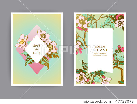 Botanical sakura wedding invitation card design Botanical sakura wedding invitation card design 47728872