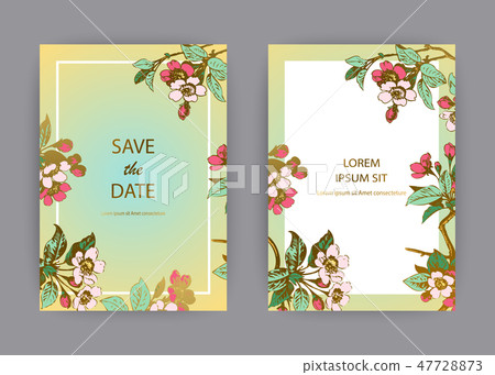Botanical sakura wedding invitation card design Botanical sakura wedding invitation card design 47728873