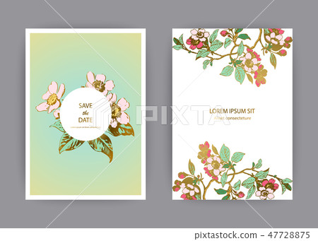 Botanical sakura wedding invitation card design Botanical sakura wedding invitation card design 47728875