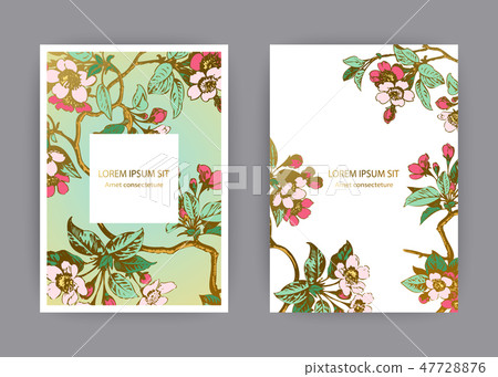 Botanical sakura wedding invitation card design 47728876