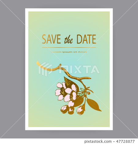 Botanical sakura wedding invitation card design 47728877