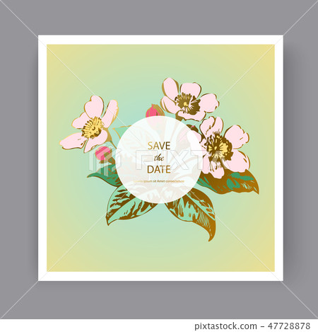 Botanical sakura wedding invitation card design 47728878