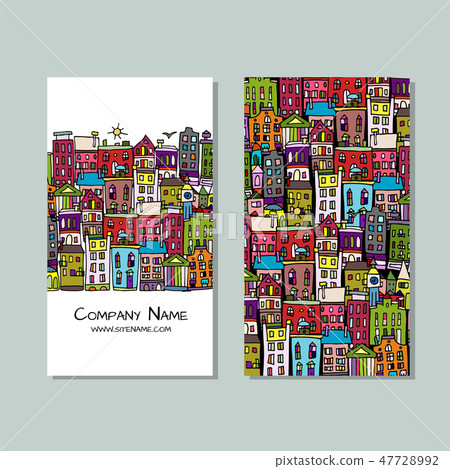 Business cards design, european city street 47728992