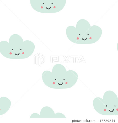 Cute seamless pattern with smiling clouds - Stock Illustration ...
