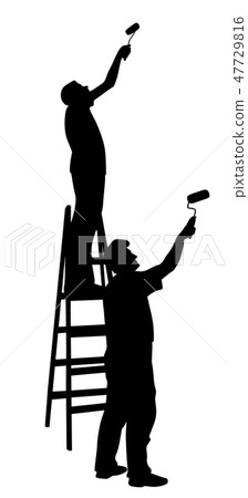 Two men painters painting wall 47729816
