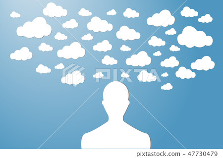The man with his head in the clouds vector The man with his head in the clouds vector 47730479