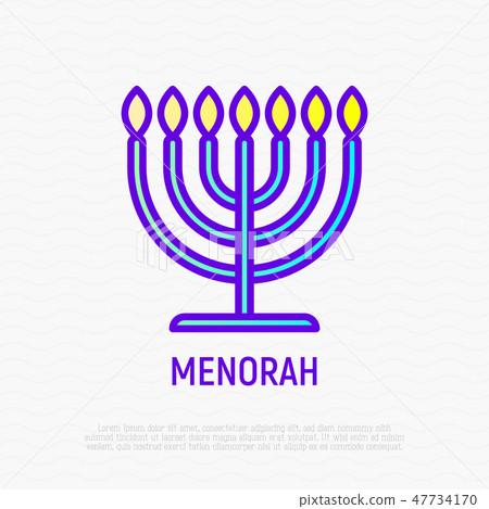 Menorah thin line icon. Modern vector illustration 47734170