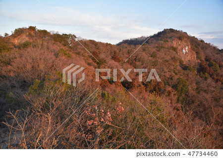 從Oyama的南部的土坎看見的大山冬天天旱 從Oyama的南部的土坎看見的大山冬天天旱 47734460