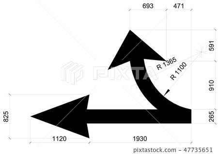illustration image of road direction arrow 47735651