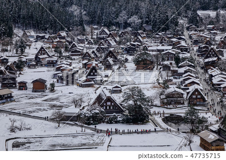 Historic Village of Shirakawago at winter Historic Village of Shirakawago at winter 47735715
