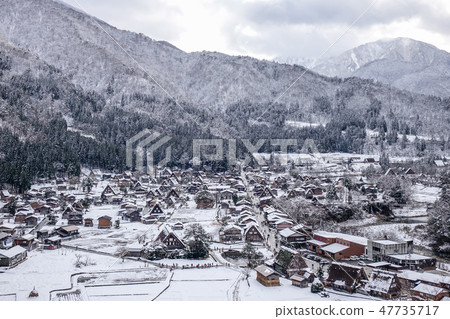 Historic Village of Shirakawago at winter Historic Village of Shirakawago at winter 47735717