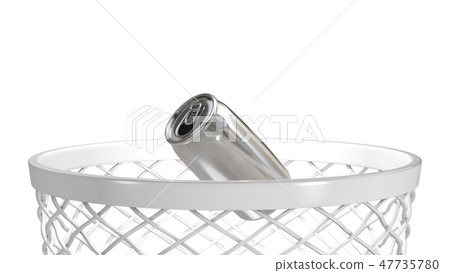 Empty can ecology Concept 3D rendering in trash can 47735780