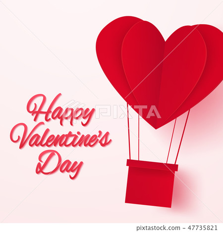 red heart hot air balloon with lettering - Stock Illustration [47735821 ...
