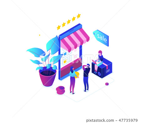 Shopping online - modern colorful isometric vector illustration 47735979
