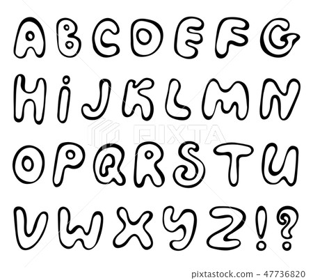 Hand drawn vector alphabet on white background. - Stock Illustration ...