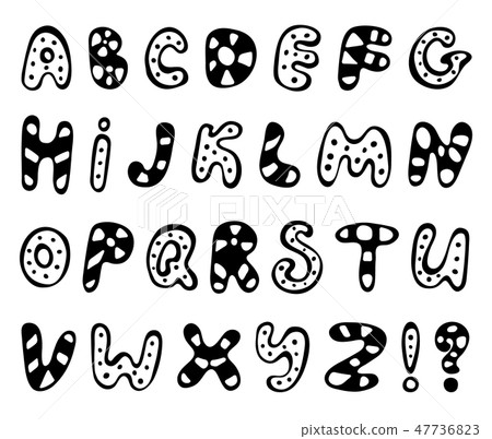 Hand drawn vector alphabet on white background. - Stock Illustration ...