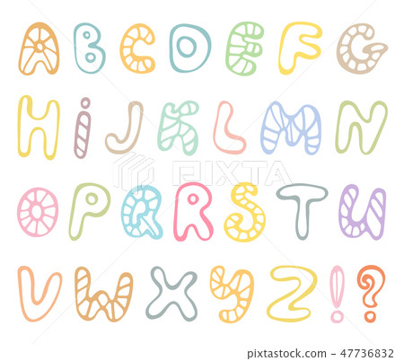 Hand drawn vector alphabet on white background. - Stock Illustration ...