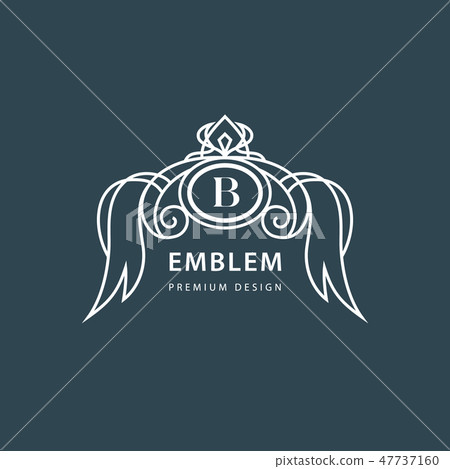 Monogram design template. Elegant line art logo B 47737160