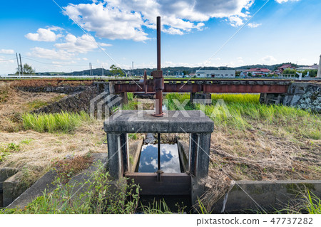 Bridges and flood gates of single tracks of Kurarahara Railroad that became a discontinued line Bridges and flood gates of single tracks of Kurarahara Railroad that became a discontinued line 47737282