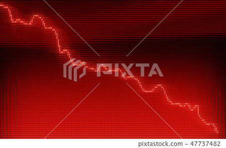 Red Graph moving down on chart as recession  47737482