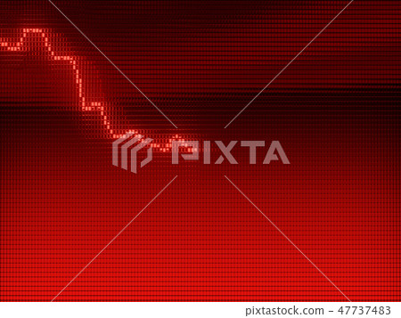Red Graph moving down on chart as recession  47737483