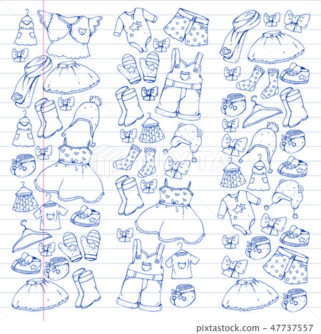Children clothes. Background for babies, kids patterns. Children clothes. Background for babies, kids patterns. 47737557