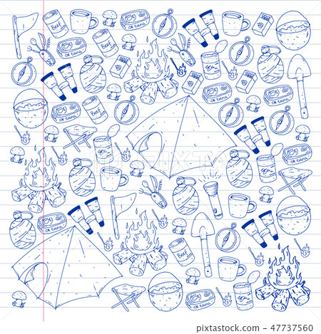 Camping vector illustration. Travel outdoor adventure Camping vector illustration. Travel outdoor adventure 47737560