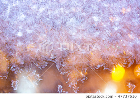 Frozen morning window, blurred ice background Frozen morning window, blurred ice background 47737610
