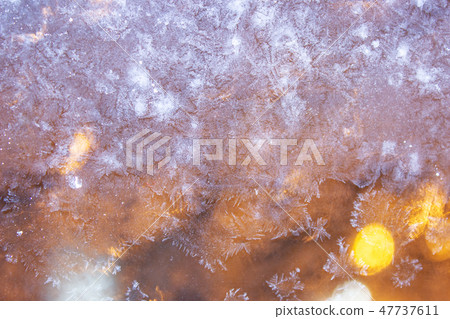 Frozen morning window, blurred ice background Frozen morning window, blurred ice background 47737611