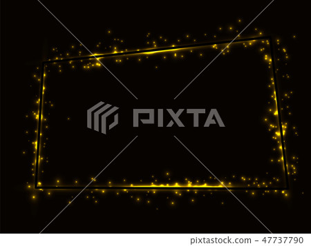 Golden shiny frame on a black background, framed 47737790