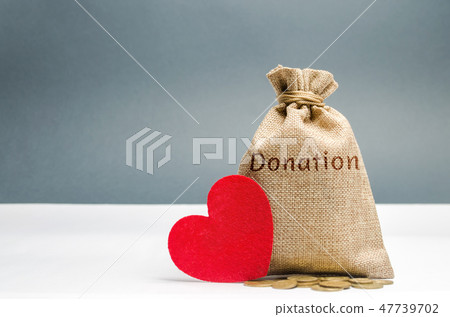 A money bag with the word Donation  47739702