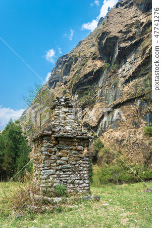 Old stone stupa in the Himalayas, Nepal. 47741276