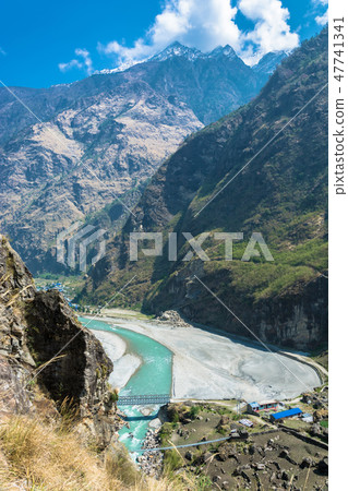 Mountain river near the village of Tal, Nepal. Mountain river near the village of Tal, Nepal. 47741341
