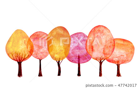 Autumn orange overlapping trees set background. - Stock Illustration ...