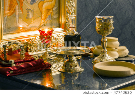 Holy Eucharist in orthodox church - Proskomide Holy Eucharist in orthodox church - Proskomide 47743620