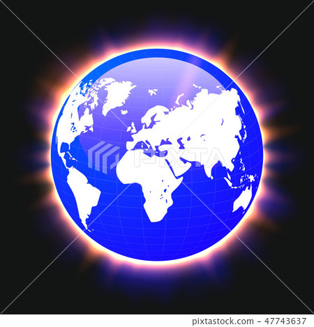 Blue planet earth and world map colorful lights 47743637