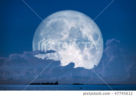 super snow moon back on sky silhouette cloud sea super snow moon back on sky silhouette cloud sea 47745612