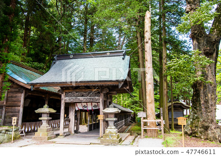 Nagano Suwa Taisha Shrine Shonomasa entrance gate and two pillars Nagano Suwa Taisha Shrine Shonomasa entrance gate and two pillars 47746611
