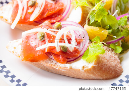 Smoked salmon open sand Smoked salmon open sand 47747165