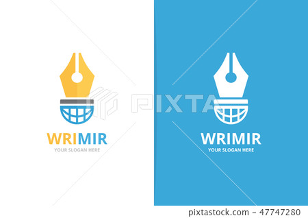 Pen and planet logo combination. Unique law and globe logotype design template. Pen and planet logo combination. Unique law and globe logotype design template. 47747280
